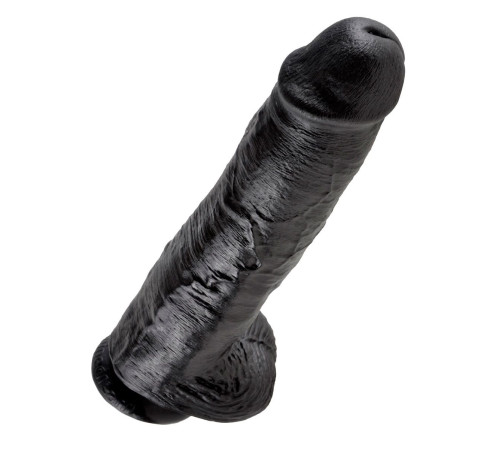 Черный фаллоимитатор-гигант на присоске - 28 см.