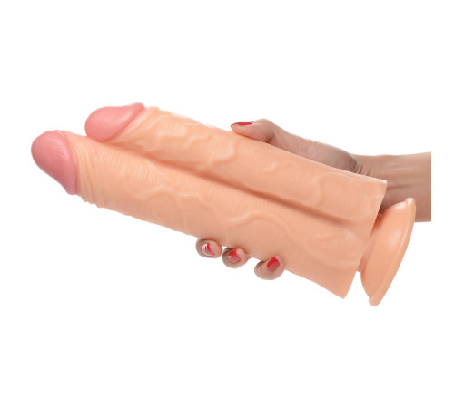 Телесный сдвоенный фаллоимитатор Double Stuffer 10  Double Pecker Dildo - 27 см.