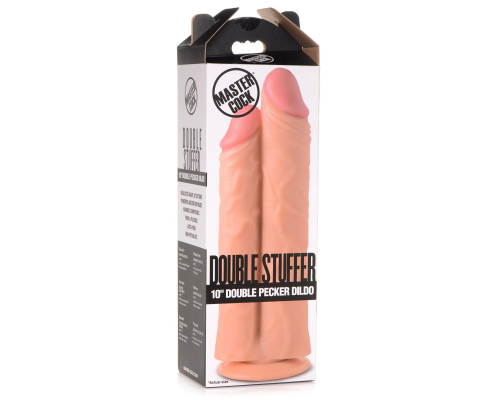 Заказать Телесный сдвоенный фаллоимитатор Double Stuffer 10  Double Pecker Dildo - 27 см.