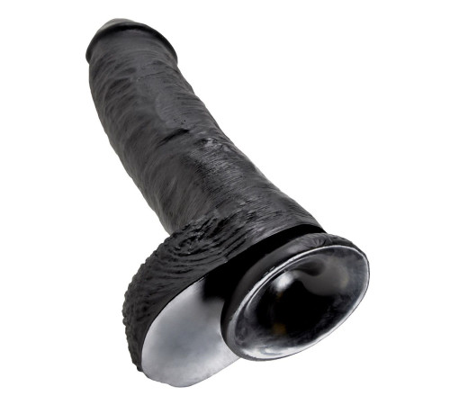 Реалистичный чёрный фаллоимитатор-гигант 10  Cock with Balls - 25,4 см.