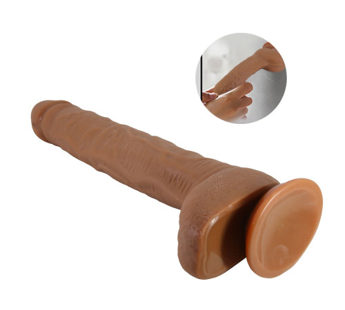 Темно-бежевый фаллоимитатор-гигант на присоске Dick - 28 см.