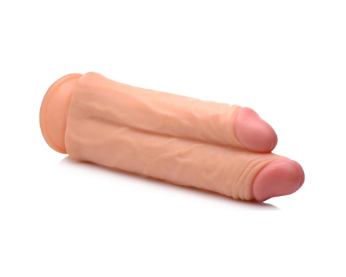 Заказать Телесный сдвоенный фаллоимитатор Double Stuffer 10  Double Pecker Dildo - 27 см.