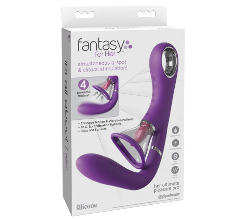 Сиреневый вибростимулятор с помпой и имитатором языка Her Ultimate Pleasure Pro