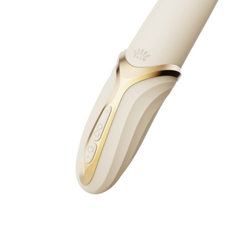 Бежевый вибростимулятор с имитацией оральных ласк и функцией нагрева Eve