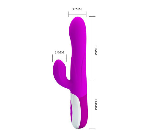 Лиловый вибратор Douglas с клиторальным отростком и функцией расширения - 24,9 см.