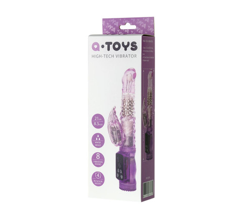 Фиолетовый вибратор High-Tech fantasy с клиторальным лепестком - 21 см.