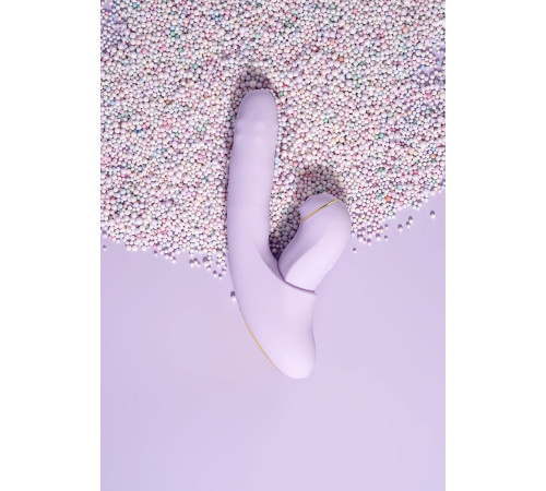 Сиреневый вибромассажер со съёмным клиторальным пульсатором DuoGlow