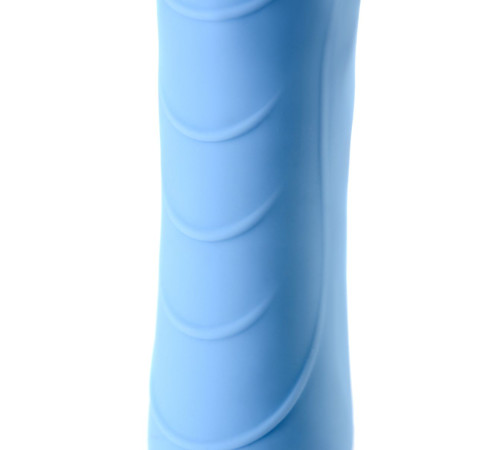 Голубой силиконовый вибратор с функцией нагрева и пульсирующими шариками FAHRENHEIT - 19 см.