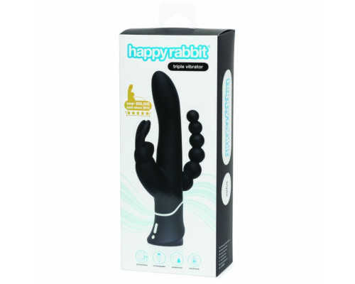 Заказать Черный перезаряжаемый вибратор Triple Curve Rechargeable Rabbit Vibrator - 25,4 см.