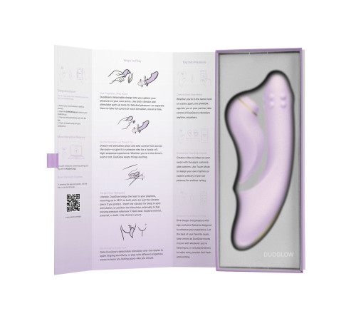 Сиреневый вибромассажер со съёмным клиторальным пульсатором DuoGlow