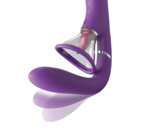 Сиреневый вибростимулятор с помпой и имитатором языка Her Ultimate Pleasure Pro