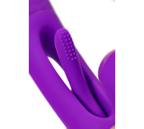 Фиолетовый вибратор с вакуумной стимуляцией и язычком Pitti - 24 см.
