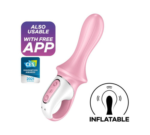 Розовый вибромассажер Air Pump Booty 5+ - 18,1 см.