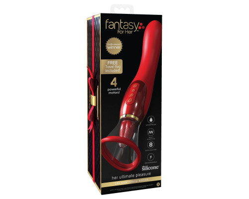 Заказать Красный двухсторонний вибростимулятор Ultimate Pleasure 24K Gold Luxury Edition - 25 см.