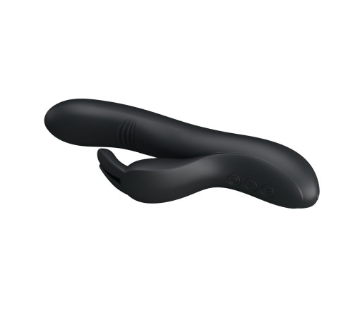 Чёрный вибратор с клиторальным отростком Dylan - 21 см.