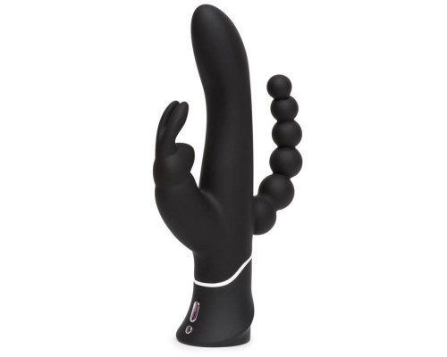 Заказать Черный перезаряжаемый вибратор Triple Curve Rechargeable Rabbit Vibrator - 25,4 см.