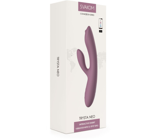 Сиреневый интерактивный вибратор-кролик Trysta Neo с шариком для зоны G - 18,4 см.