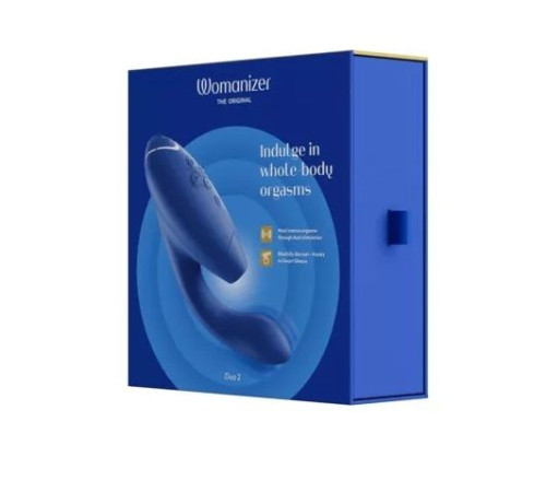 Синий вибратор Womanizer Duo 2 с бесконтактной клиторальной стимуляцией