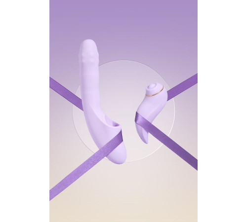 Сиреневый вибромассажер со съёмным клиторальным пульсатором DuoGlow