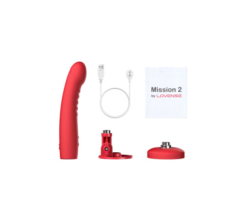 Красный вибратор Mission 2 с технологией Touch-Sense - 20 см.