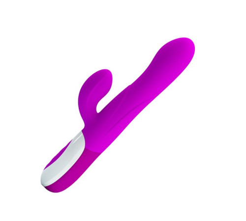 Лиловый вибратор Douglas с клиторальным отростком и функцией расширения - 24,9 см.