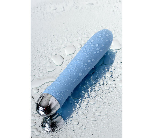 Голубой силиконовый вибратор с функцией нагрева и пульсирующими шариками FAHRENHEIT - 19 см.