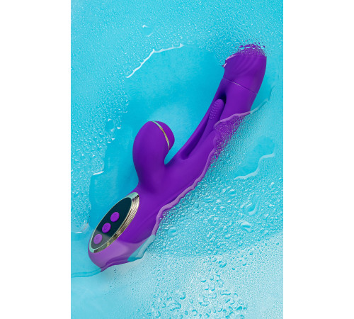 Фиолетовый вибратор с вакуумной стимуляцией и язычком Pitti - 24 см.