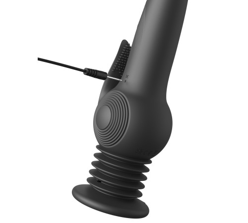 Черный вибратор с функцией фрикций Pogo Thruster - 23,5 см.