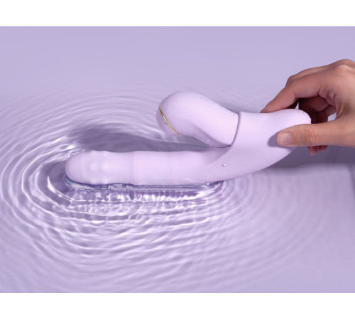 Сиреневый вибромассажер со съёмным клиторальным пульсатором DuoGlow