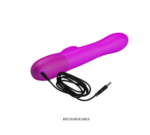 Лиловый вибратор Douglas с клиторальным отростком и функцией расширения - 24,9 см.