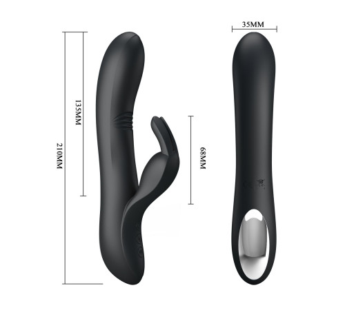 Чёрный вибратор с клиторальным отростком Dylan - 21 см.