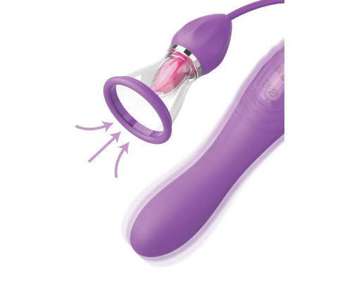 Заказать Сиреневый вибростимулятор с помпой и имитатором языка Her Ultimate Pleasure Max