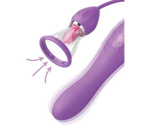Сиреневый вибростимулятор с помпой и имитатором языка Her Ultimate Pleasure Max