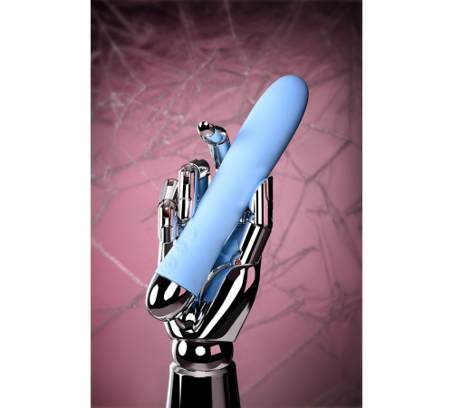 Голубой силиконовый вибратор с функцией нагрева и пульсирующими шариками FAHRENHEIT - 19 см.