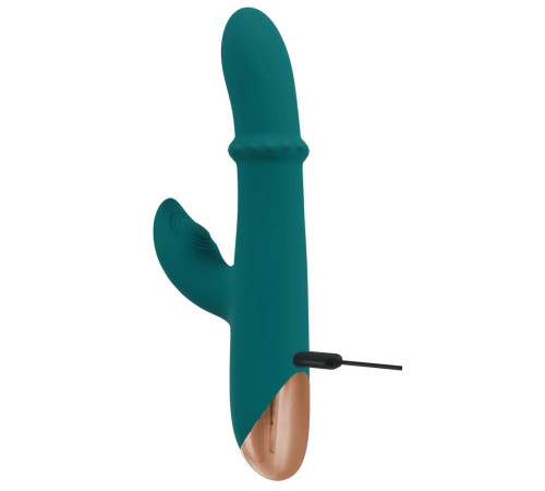 Зеленый вибратор-кролик с подвижным кольцом Thumping Rabbit Vibrator - 22,7 см.