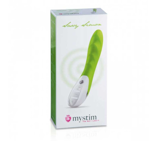 Вибратор Mystim цвета лайма Sassy Simon - 27 см.