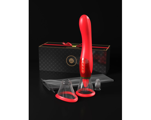 Заказать Красный двухсторонний вибростимулятор Ultimate Pleasure 24K Gold Luxury Edition - 25 см.