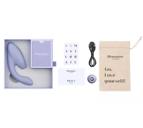 Сиреневый вибратор Womanizer Duo 2 с бесконтактной клиторальной стимуляцией