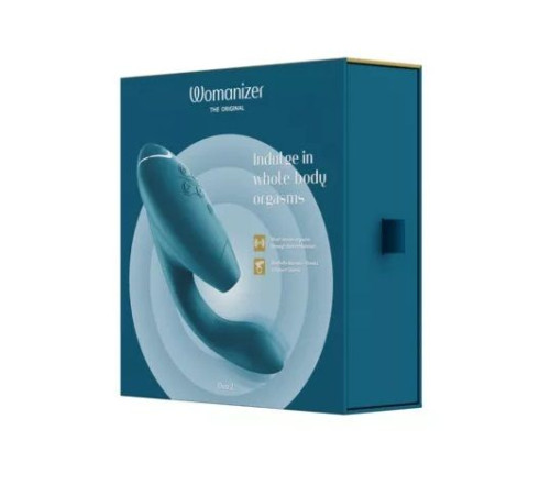 Бирюзовый вибратор Womanizer Duo 2 с бесконтактной клиторальной стимуляцией Бирюзовый вибратор Womanizer Duo 2 с бесконтактной клиторальной стимуляцией