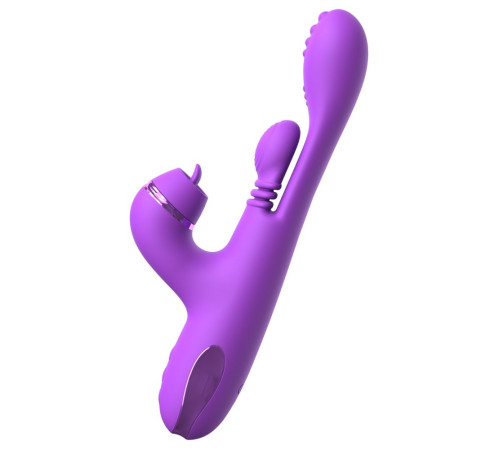 Фиолетовый вибратор с тройной стимуляцией Intimotion Pulse Pro - 24 см.