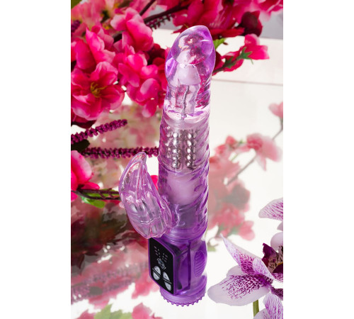 Фиолетовый вибратор High-Tech fantasy с клиторальным лепестком - 21 см.