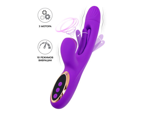 Фиолетовый вибратор с вакуумной стимуляцией и язычком Pitti - 24 см.