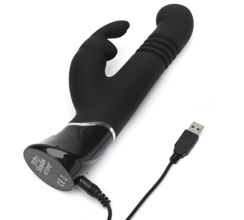 Черный хай-тек вибратор Greedy Girl Thrusting Rabbit Vibrator - 22,8 см. Черный хай-тек вибратор Greedy Girl Thrusting Rabbit Vibrator - 22,8 см.