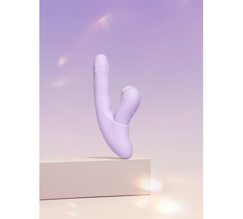 Сиреневый вибромассажер со съёмным клиторальным пульсатором DuoGlow