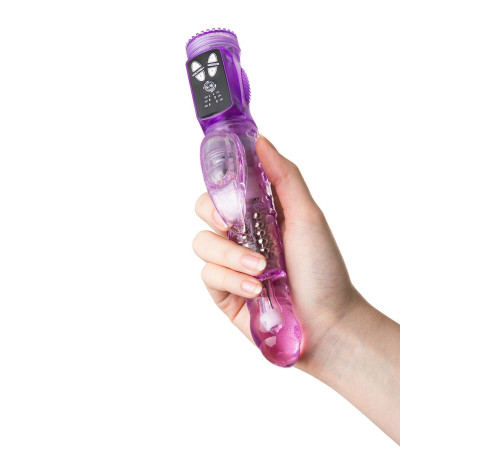 Фиолетовый вибратор High-Tech fantasy с клиторальным лепестком - 21 см.