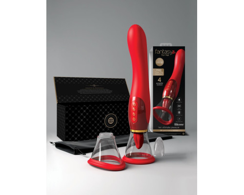 Заказать Красный двухсторонний вибростимулятор Ultimate Pleasure 24K Gold Luxury Edition - 25 см.