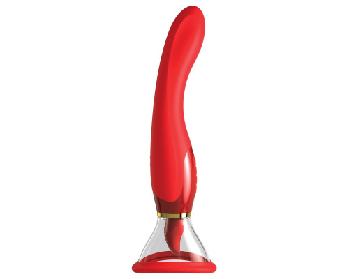 Заказать Красный двухсторонний вибростимулятор Ultimate Pleasure 24K Gold Luxury Edition - 25 см.