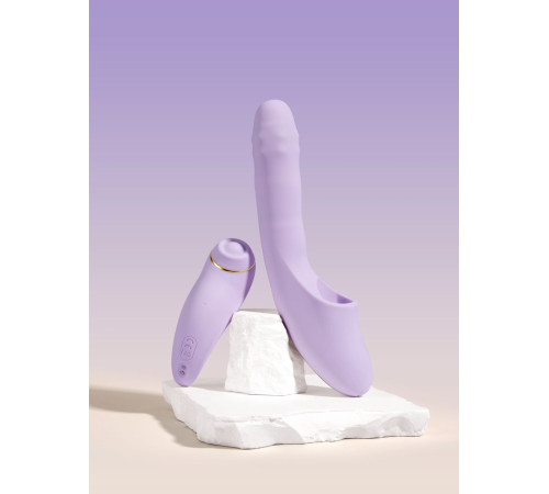 Сиреневый вибромассажер со съёмным клиторальным пульсатором DuoGlow