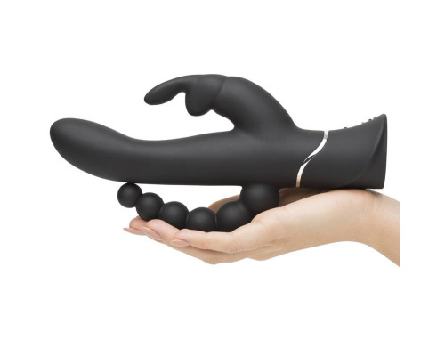 Заказать Черный перезаряжаемый вибратор Triple Curve Rechargeable Rabbit Vibrator - 25,4 см.