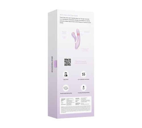 Сиреневый вибромассажер со съёмным клиторальным пульсатором DuoGlow